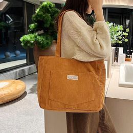 Shoulder Bags Corduroy For Women's 2024 Fashion Korean Large Female Handbags Cotton Cloth Shopper Ladies Tote