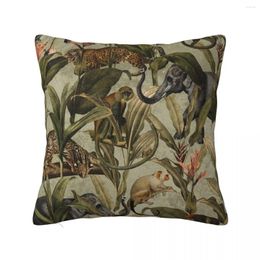 Pillow Vintage Tropical Jungle Botanical Garden Pattern Throw Elastic Cover For Sofa Child Anime Girl