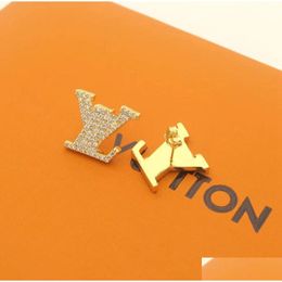 Schmuckmarke mit Gestüt Brand Einfacher Brief Ohrring für Frauen elegante Party Diamond Ohrringe Drop Lieferung DH0Q4