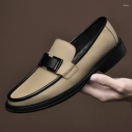 Casual Shoes Wedding Men Italian Metal Buckle Loafers Formal Brand Patent Leather Elegant For Business