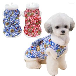 Dog Apparel Winter Warm Dogs Coat With Big Bow Puppy Cotton Clothes Pet D-ring Jacket For Small Medium Cats Vest Chihuahua Outfits