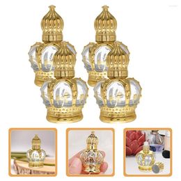 Storage Bottles Vintage Perfume Bottle Empty Crown Design 15Ml 4Pcs Glass Roll-On Travel Fancy Arab Essential Oil