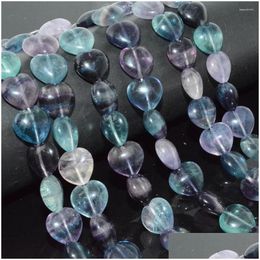 Loose Gemstones Natural Fluorite Heart Beads 14Mm Strand Length 20Cm 16 / Pack Drop Delivery Jewellery Dhoau