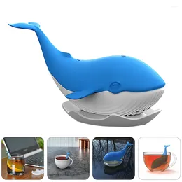 Cups Saucers 1 Pc Tea Filter Silicone Loose Leaf Strainer Lovely Whale Steeper (Blue)