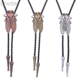 Bolo Ties Metal Cicada Bolo Tie Cowboy Cicada Necktie for Shirt Jeans Western Necklace Braided Shoestring Necktie Bola-Tie 240407