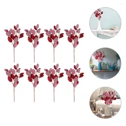 Decorative Flowers 8 Pcs Bathroom Decorations Simulated Eucalyptus Leaves Fake Plant Decors Faux Picks Branch Artificial Plants Leaf Stem