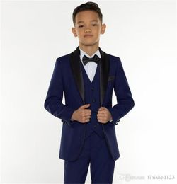 Fashion Navy Blue Kids Formal Wear Suit Children Attire Wedding Blazer Boy Birthday Party Business Suit JacketPantsVest5382182