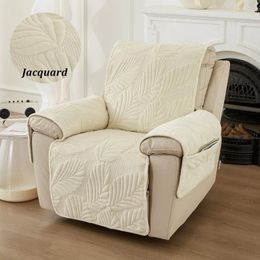 Chair Covers Jacquard Soild Colour Recliner Sofa Leaves Printed Soft Plush Mat Non-Slip Couch Armchair Slipcovers Protector Living