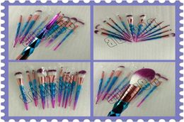 Newest Rainbow Diamond Makeup Brushes Set 12pcs Colourful Brush Powder Cream Foundation Eyeshadow Cosmetic Brush Professional Beaut5599471