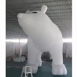 8mL (26ft) with blower Outdoor large inflatable white polar bear cartoons bears animal model replica advertising product with blower for Christmas decoration