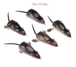 5pcslot 7cm 1743g Mouse Silicone Soft Baits Lures Double Hook Fishing Hooks Pesca Tackle Accessories c0057564538