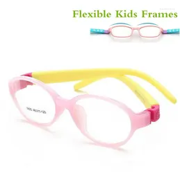 Sunglasses Frames Bendable Round Light Child Glasses Frame Kids Eyewear Flexible TR Rubber Optical Lense No Screw Safe 8820