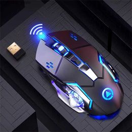 Mice Wireless Gaming Mouse 2.4G USB 1600DPI LED Backlit Rechargeable Adjustable Gamer Silent Mouse Gamer Mute Mice for PC Laptop Y240407