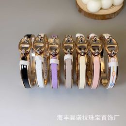 Charm Luxury Original Designer Home High Version CNC Plated 18K Rose Gold Pig Nose Enamel Colour Bracelet Does Not Fade With Logo