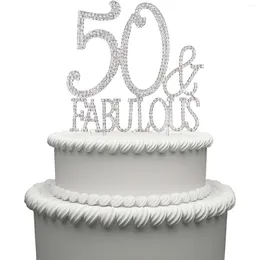 Party Supplies 50 Cake Topper Premium Silver Metal And Fabulous 50th Birthday Sparkly Rhinestone Decoration Makes A Great Centerpiece