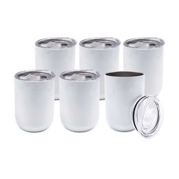 Ready to Ship Double Wall Sublimation Straight Wine Blank 12oz Stainless Steel Egg Shaped Tumbler with Lid