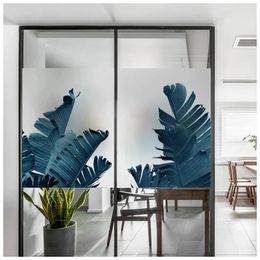 Window Stickers Tropical Plant Custom Size Glass Sticker Opaque Matte Film Bathroom Door Toilet Shading Privacy Decorative