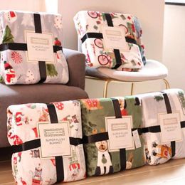 Blankets Merry Christmas Blanket Winter Cover Leg Plush Cartoon Printed Thick Sofa Throw Nordic Year Home Decorative