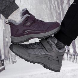 Boots Winter Snow Thick Short Plush Warm Ankle Lace Up Outdoor Waterproof Non-Slip Sole Trekking Shoes Casual For Couple