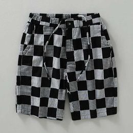 Men's Shorts 1338 pure cotton linen striped plain shorts summer fashion elastic waist yarn dye comfortable breathable ultra-thin high-end semi long pants J240407