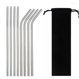 Drinking Straws High Quality Reusable Straw 304 Stainless Steel Metal With Cleaner Brush