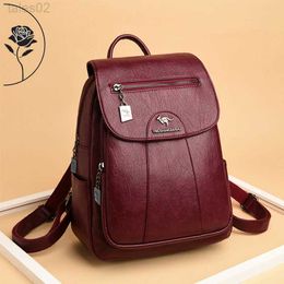 Multi-function Bags Fashion womens backpack leather school shoulder bag yq240407