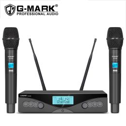 Microphones Microphone Wireless GMARK G320AM Handheld Mic UHF 2 Channels Adjustable Frequency For Karaoke Party Show Church Wedding