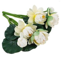 Decorative Flowers 2 Pcs Faux Greenery Simulation Lotus Decoration Artificial False Lifelike Po Props White Bride