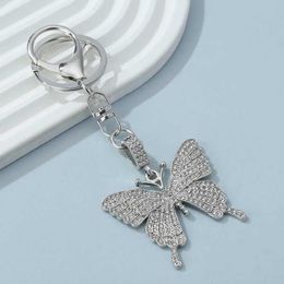 Keychains Lanyards Cute Animal Keychain Hollow Butterfly Crystal Key Ring Enamel Chains Souvenir Gifts For Women Men DIY Handmade Jewellery Q240404