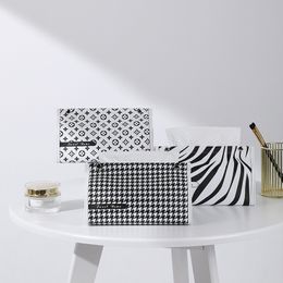 Simple Houndstooth Leather Tissue Box Home Living Room Light Luxury Tissue Tissue Box Tissue Box High-End Nordic