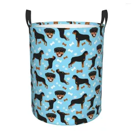 Laundry Bags Rottweiler Dog Breed Basket Foldable Animal Clothes Toy Hamper Storage Bin For Kids Nursery