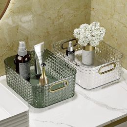 Storage Bottles Nordic Diamond Pattern Cosmetic Box ABS Desktop Basket Sundries Finishing Bathroom Organizer