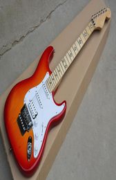 Factory Custom Cherry Sunburst Electric Guitar with Floyd Rose BridgeMaple FretboardStars Fret InlayCan be Customized3789490