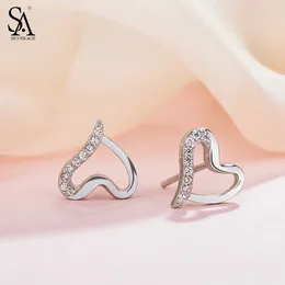 Stud Earrings SA SILVERAGE 925 Sterling Silver Heart For Women Fine Jewelry Trendy Earings Sets Brincos