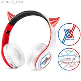 Cell Phone Earphones Cosplay Anime Darling in the FranXX 02 Hint Tone Wireless Bluetooth Headset Head Mounted Plug In Card Mobile Phone Headphones Y240407