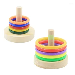 Other Bird Supplies Parrot Wooden Platform Plastic Rings Intelligence Training Chew Puzzle Toy