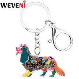 Keychains Lanyards Vivini Enamel Knight Charles King Hound Keychain Womens Handbag Charm Keyring Dog Keyholder Bijoux Jewellery Accessories Q240403