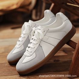 Top Layer Cowhide Training Shoes Mens Low Top Board Casual Trendy and Lightweight Small White American Sports