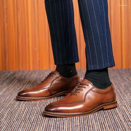 Dress Shoes 2024 Leather Men's Genuine Top Layer Cowhide Handmade Business Oxford