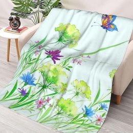 Blankets BUTTERFLY In Flower Garden Print Throw Blanket 3D Printed Sofa Bedroom Decorative Children Adult Christmas Gift