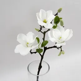 Decorative Flowers Real Touch Big White Magnolia Artificial Flower Christmas Wedding Decoration Party Home Decor Flores Artificiales