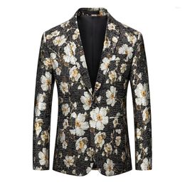 Men's Suits Single Button Premium Blazers For Men Floral Jacquard Casual Slim Autumn Quality Soft Comfortable Gentleman Coat Terno Masculino