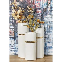 Vases 12" Decoration Home Decorations 14" 16"H White Ceramic Vase With Gold Accents Set Of 3Freight Free Decor Garden