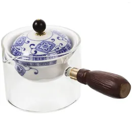 Teaware Sets Ceramic Side Handle Jug Vintage Teapot Drink Glass Rotating Kettle Rotatable Wood Design Office Decorative