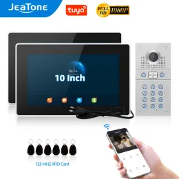 Control JeaTone Video Intercom Tuya Video Door Phone Smart 10 Inches Touch Screen Monitor with 1080P Outdoor Doorbell RFID Code Keypad