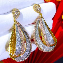 Dangle Earrings GODKI Oversized Big Hollow Ball For Women Wedding Party CZ Dubai Bridal Boucle D'oreille Trendy Jewellery Gift