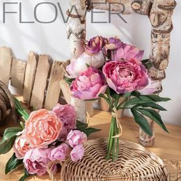 Decorative Flowers Valentine Gift Ideas Peony Bouquet Simulation Flower Fresh Hand Holding Fake Wedding Supplies Home Decoration Accessories