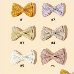 Hair Accessories 2.3 Inch 12Pcs/Lot Pu Leather Bow Hairgrips For Girls School Children Clips Barrettes Kids Drop Delivery Baby Materni Oteb1