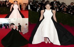 Golden Globe Hailee Steinfeld Celebrity Evening Dresses Black and White Satin Runway Red Carpet Met Gala HiLo Prom Formal Gowns8528211