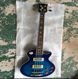 Custom Ace Frehley Signature 4 Strings Blue Flame Maple Top Electric Bass Guitar Poker Face Headstock2544072